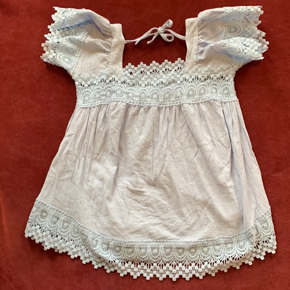 ✨WORN ONCE✨ Square Neck Lace Crochet Flowy Casual Boho Blouse - Picture 5 of 12